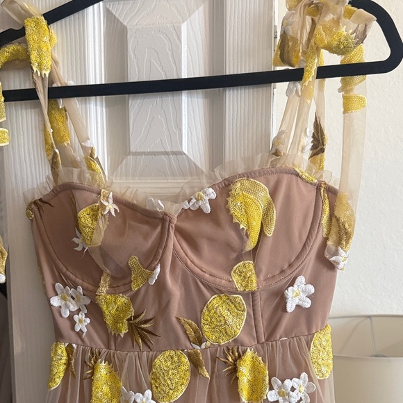For Love And Lemons Brown Dress with Yellow and White Floral Accents - Picture 2 of 4